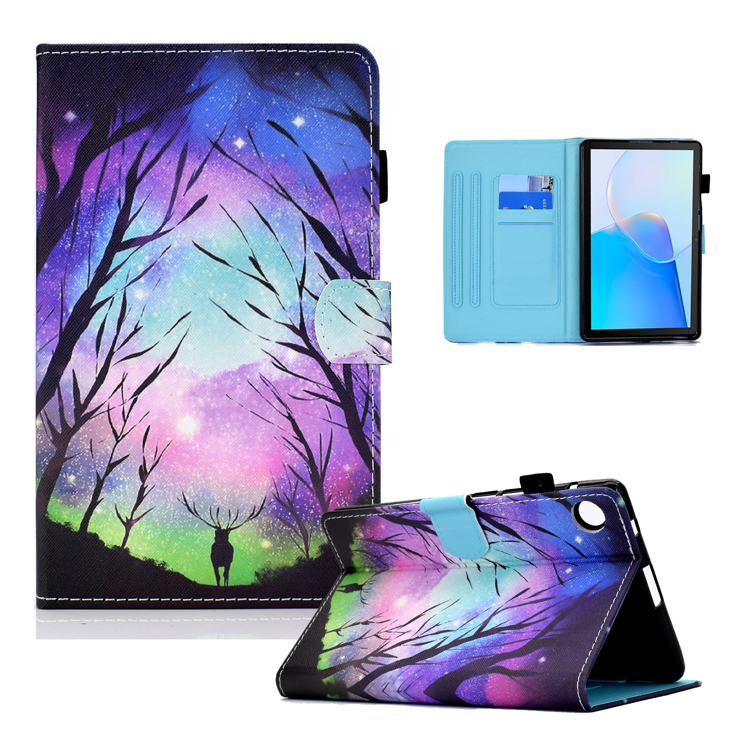 

Für Huawei Matepad SE 10.4-zoll 2022 Stich-leder-tablet-fallmuster-druckabdeckung Mit Kartensteckplätzen - Sternenhimmel Und Hirsch, Huawei MatePad SE 10.4-inch