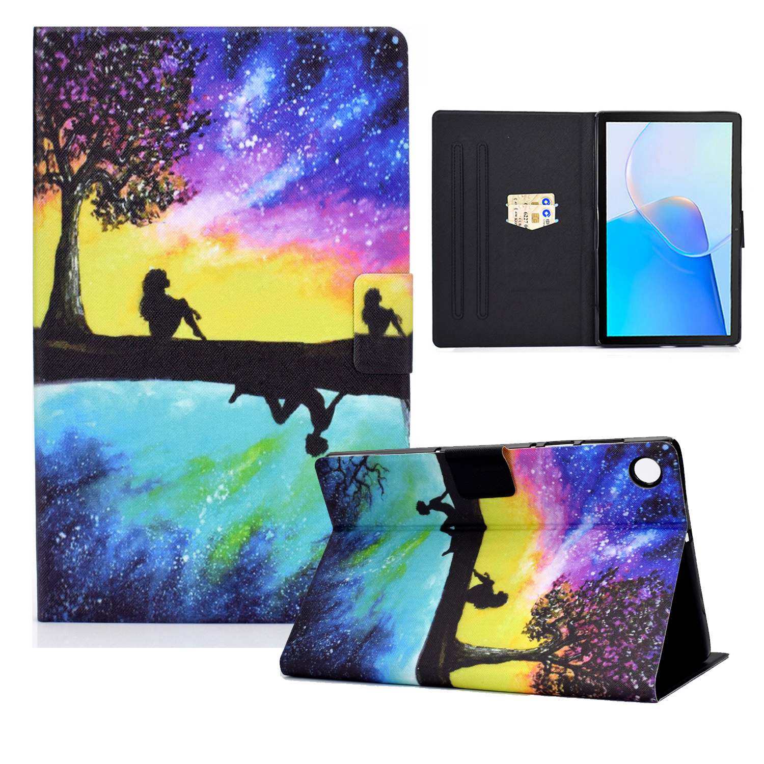 

Für Huawei Matepad SE 10.4-zoll-ständer Tablet Leder-häuschenmuster-druckkarten-slot-tablet-abdeckung - Sternenhimmel Und Umgekehrtes Bild, Huawei MatePad SE 10.4-inch