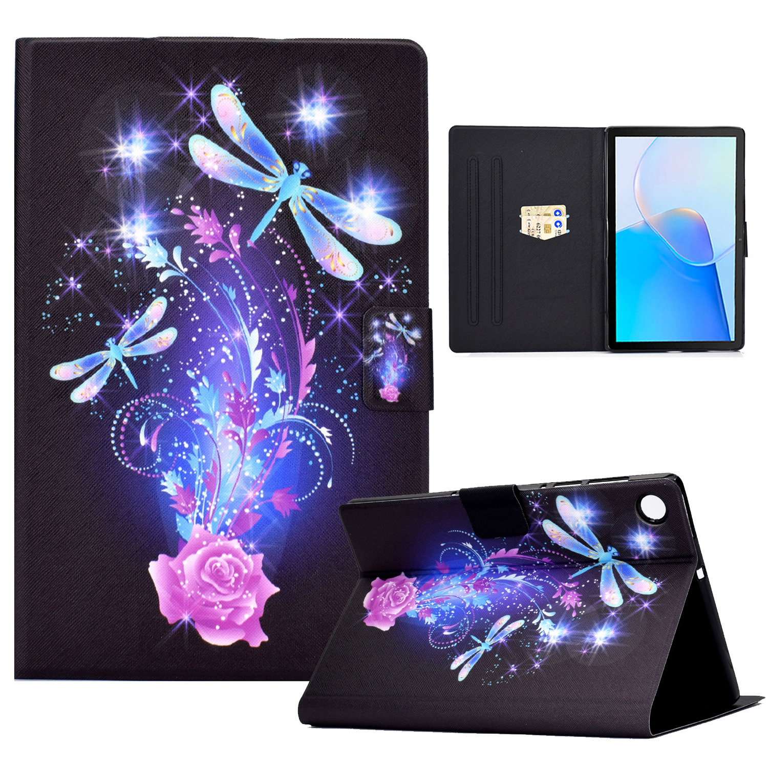 

Für Huawei Matepad SE 10.4-zoll-ständer Tablet Leder-häuschenmuster-druckkarten-slot-tablet-abdeckung - Libelle, Huawei MatePad SE 10.4-inch