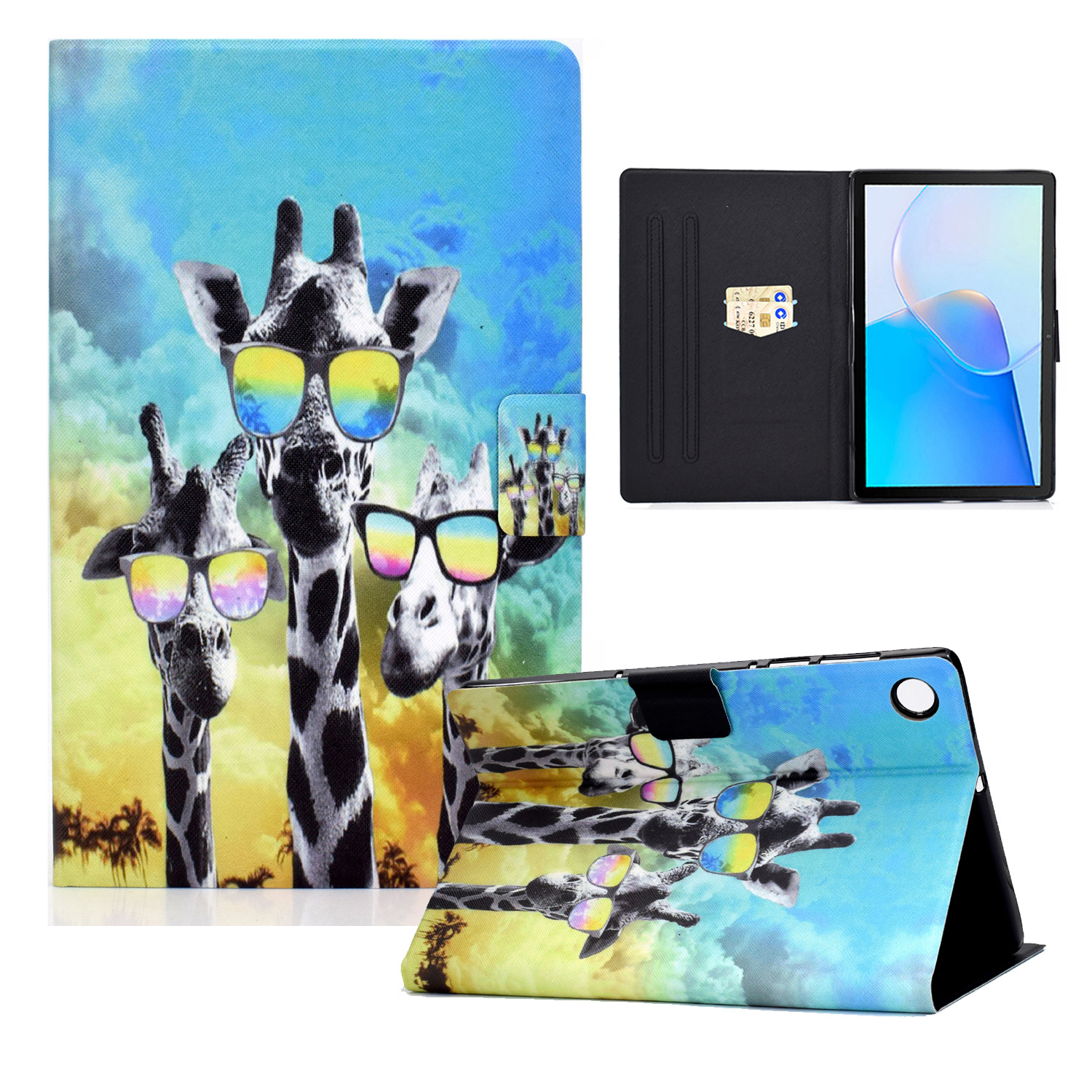 

Für Huawei Matepad SE 10.4-zoll-ständer Tablet Leder-häuschenmuster-druckkarten-slot-tablet-abdeckung - Giraffe Mit Brille, Huawei MatePad SE 10.4-inch