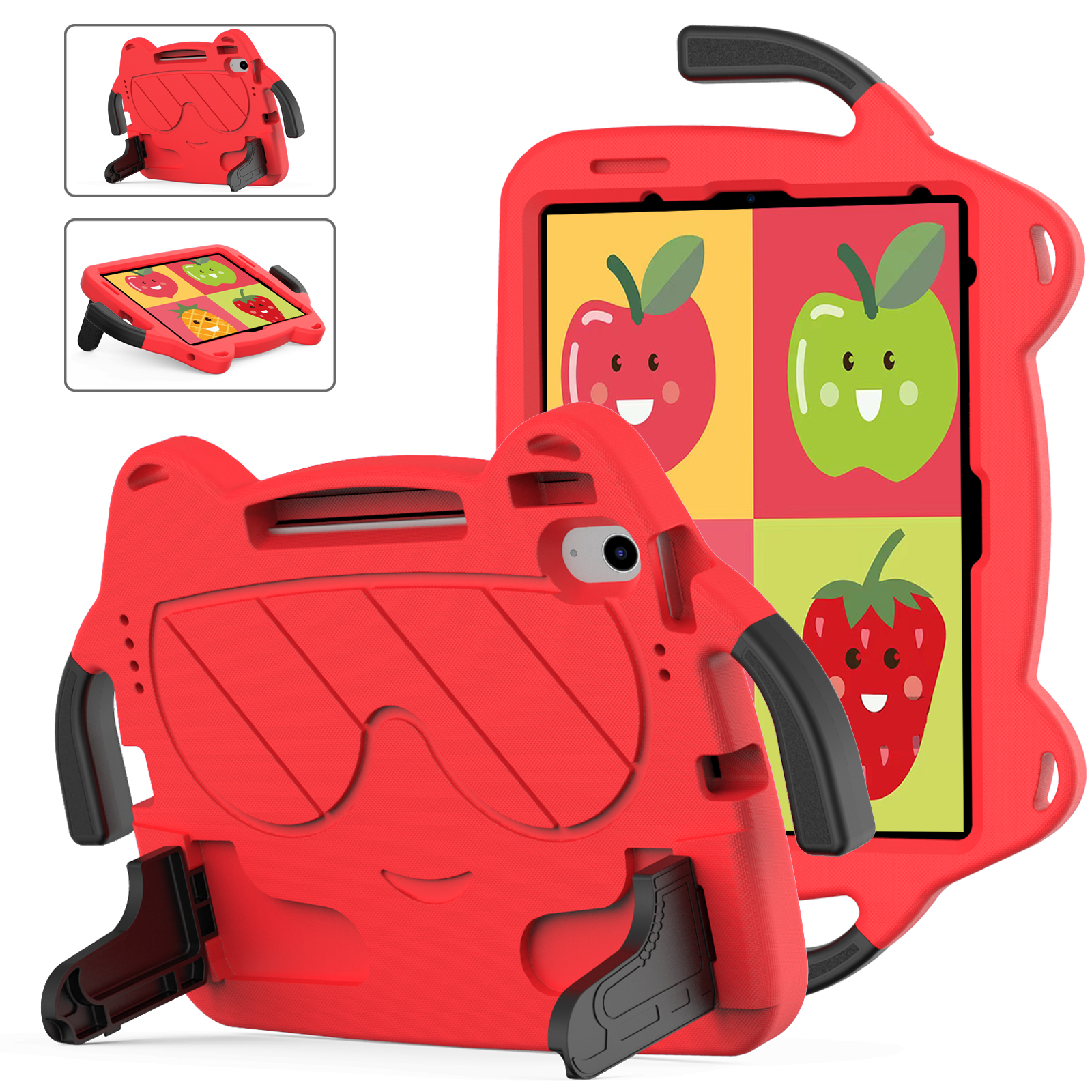 

Für Ipad Air (2020) /(2022) / Ipad 10.9 (2022) Kickstand-tablet-hülle EVA+PC Anti-drop-tablet-tablet-abdeckung - Rot+schwarz, iPad Air (2020)