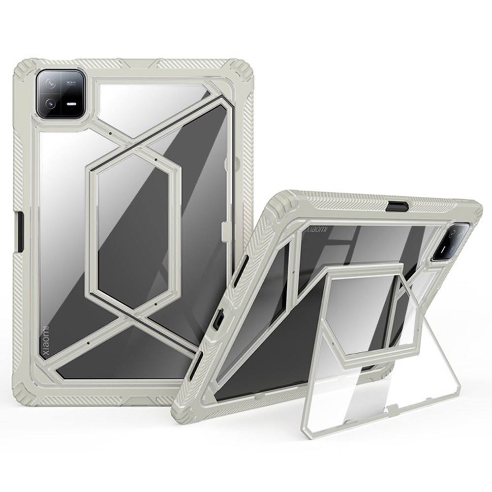 

Für Xiaomi Pad 6 / Pad 6 Pro Magnetic Kickstand Tablet Case TPU+PC Clear Rückenabdeckung - Grau, Xiaomi Pad 6