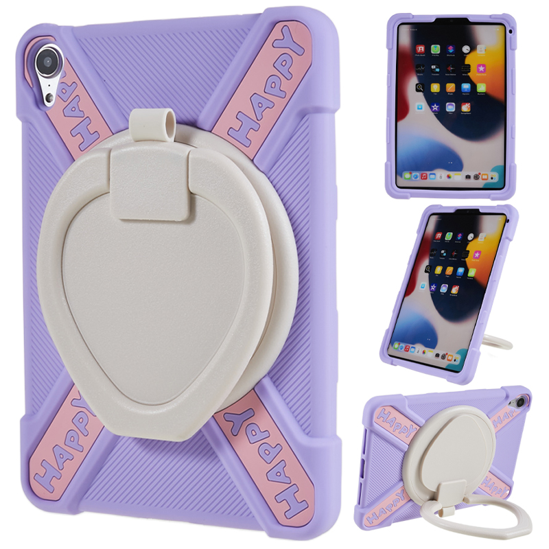 

Für Ipad Mini (2021) Anti-drogen-tablet-fall 360-grad-rotary-kickstand-pc + Silikon-schutzabdeckung - Lila, iPad mini (2021)