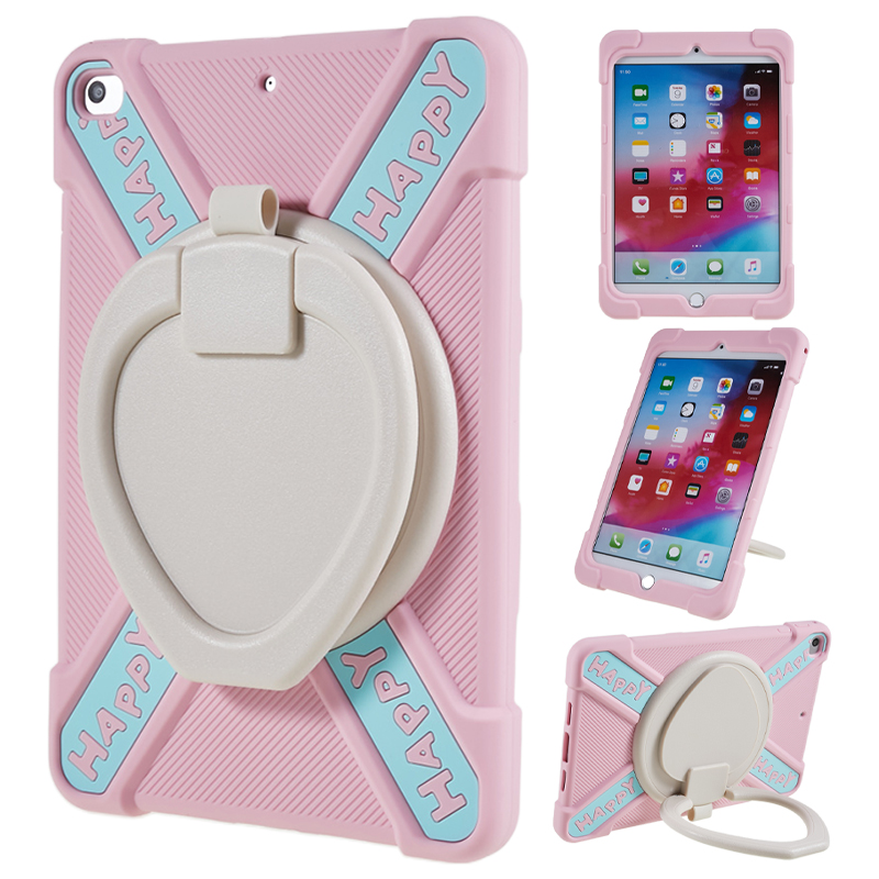 

Für iPad mini 4 / Mini (2019) 7,9 -zoll -schutzhülle 360 ​​grad Rotary Kickstand PC + Silikon -tablettenabdeckung - Rosa, iPad mini 4