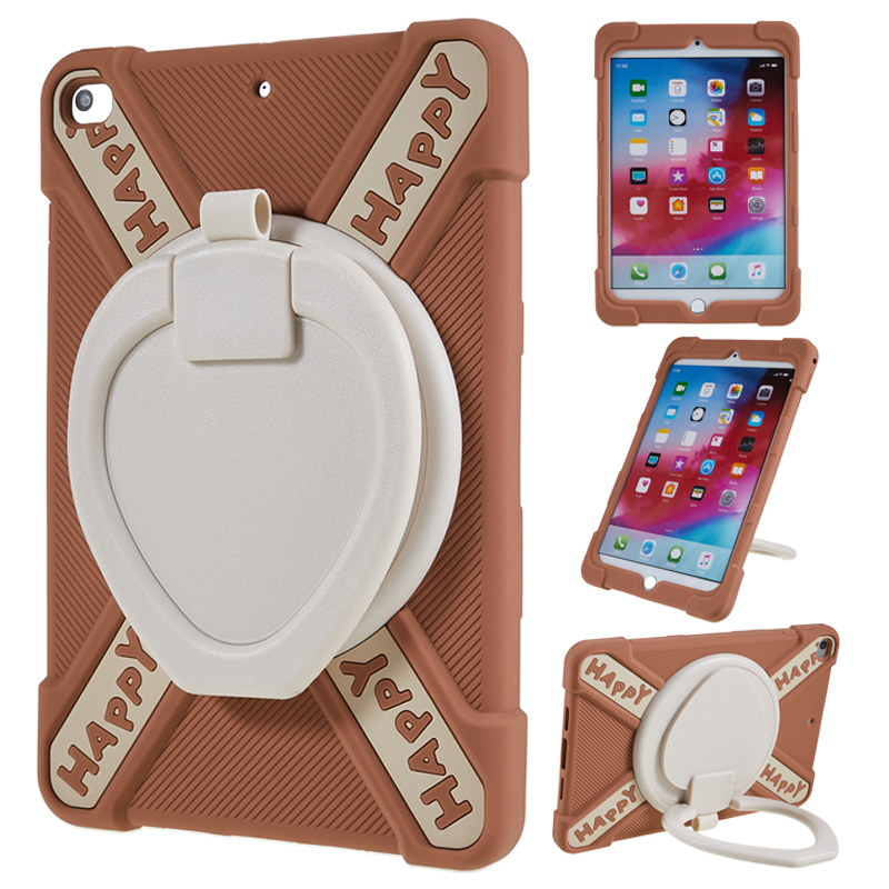 

Für iPad mini 4 / Mini (2019) 7,9 -zoll -schutzhülle 360 ​​grad Rotary Kickstand PC + Silikon -tablettenabdeckung - Braun, iPad mini 4
