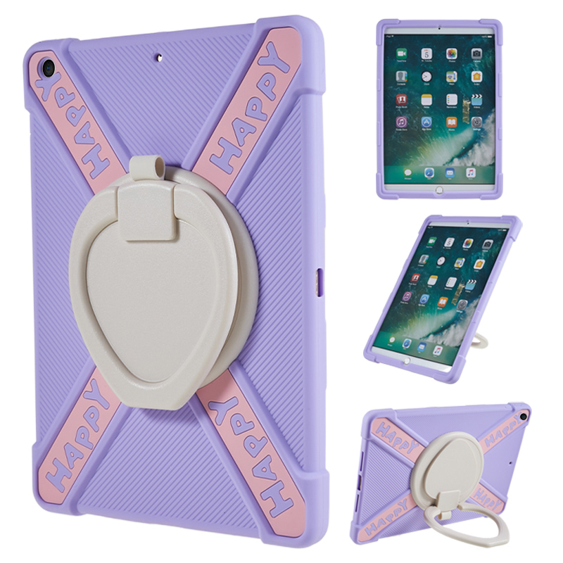 

Für Das Ipad 10.2 (2021) /(2020) /(2019) Tablet Anti-drop-fall PC + Silikon-schutzabdeckung Mit 360-grad-rotary-kickstand - Lila, iPad 10.2 (2021)