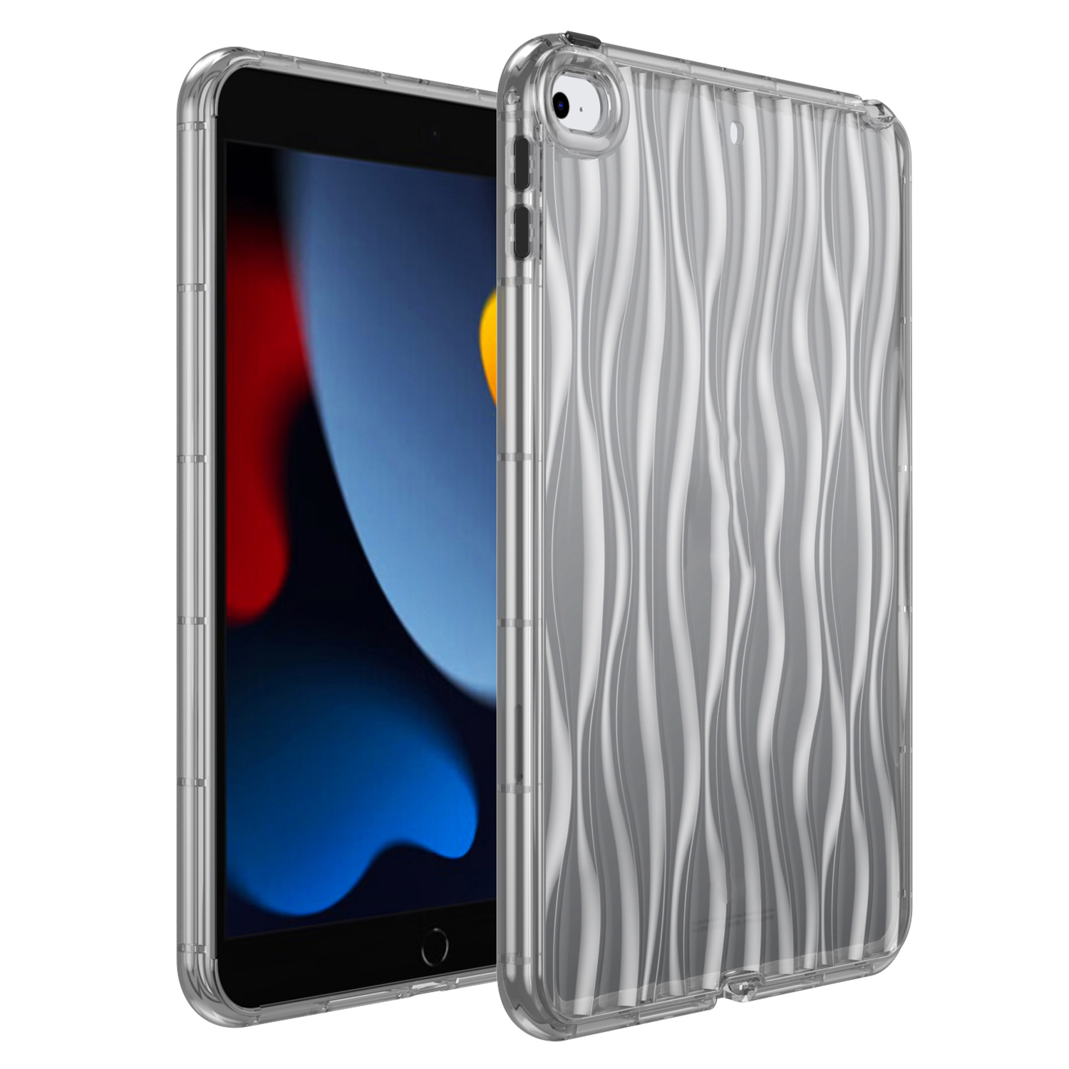 

Rückdecke Für iPad Mini 4 / Mini (2019) 7,9 -zoll -wellentextur Transparenter TPU -tablettenschutzfall - Schwarz, iPad mini 4