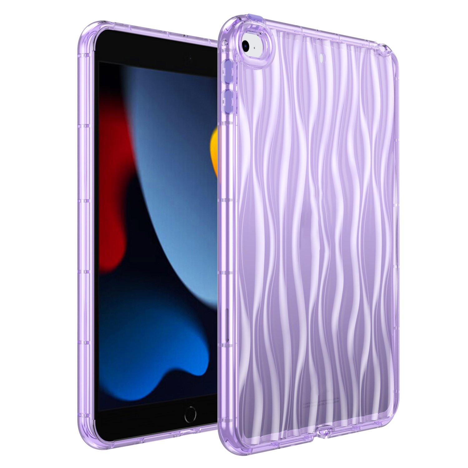 

Rückdecke Für iPad Mini 4 / Mini (2019) 7,9 -zoll -wellentextur Transparenter TPU -tablettenschutzfall - Helles Lila, iPad mini 4