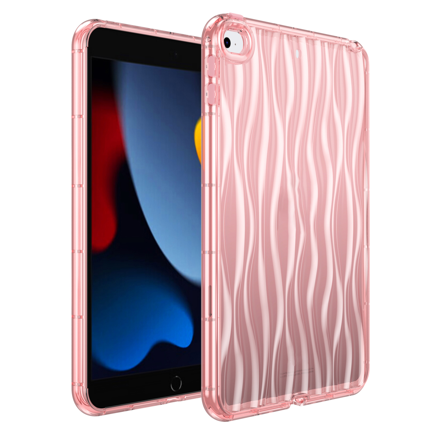 

Rückdecke Für iPad Mini 4 / Mini (2019) 7,9 -zoll -wellentextur Transparenter TPU -tablettenschutzfall - Rosa, iPad mini 4