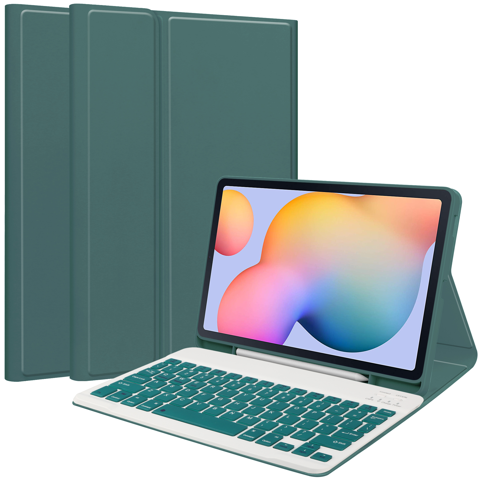 

Für Samsung Galaxy Tab S6 Lite / S6 Lite (2022) Lederhülle Mit Abnehmbarer Tastaturständerabdeckung - Schwarzgrün, Galaxy Tab S6 Lite