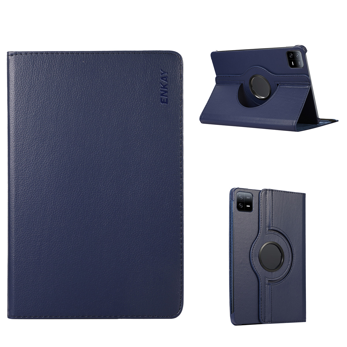 

Enkay Hut Prince Tablet Fall Für Xiaomi Pad 6 / Pad 6 Pro Rotary Stand PU Leder+pc -abdeckung Mit Autoschlaf / Aufwachen - Dunkelblau, Xiaomi Pad 6