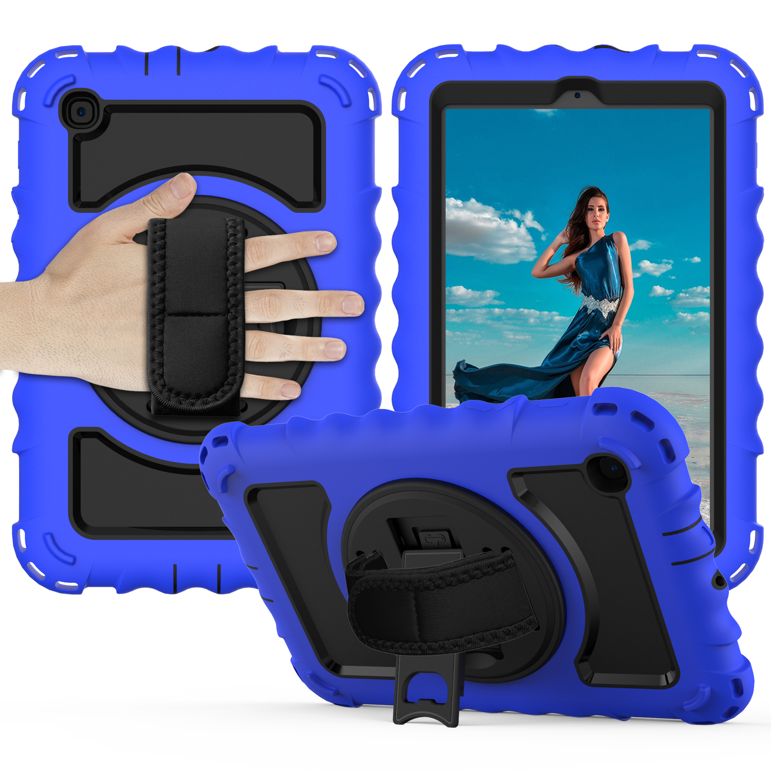

Für Samsung Galaxy Tab A 8.4 (2020) Silikon+pc Schockdichte Hülle Handriempert Tablet Tablet Cover - Blau, Galaxy Tab A 8.4 (2020)