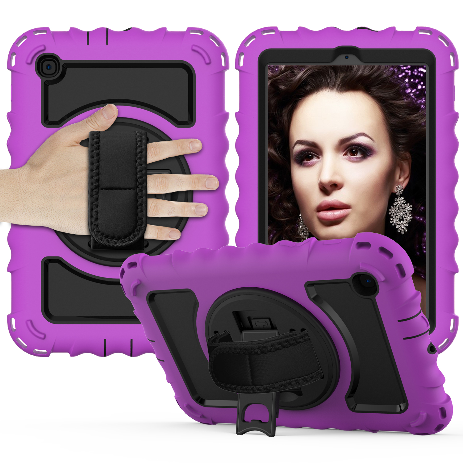 

Für Samsung Galaxy Tab A 8.4 (2020) Silikon+pc Schockdichte Hülle Handriempert Tablet Tablet Cover - Lila, Galaxy Tab A 8.4 (2020)