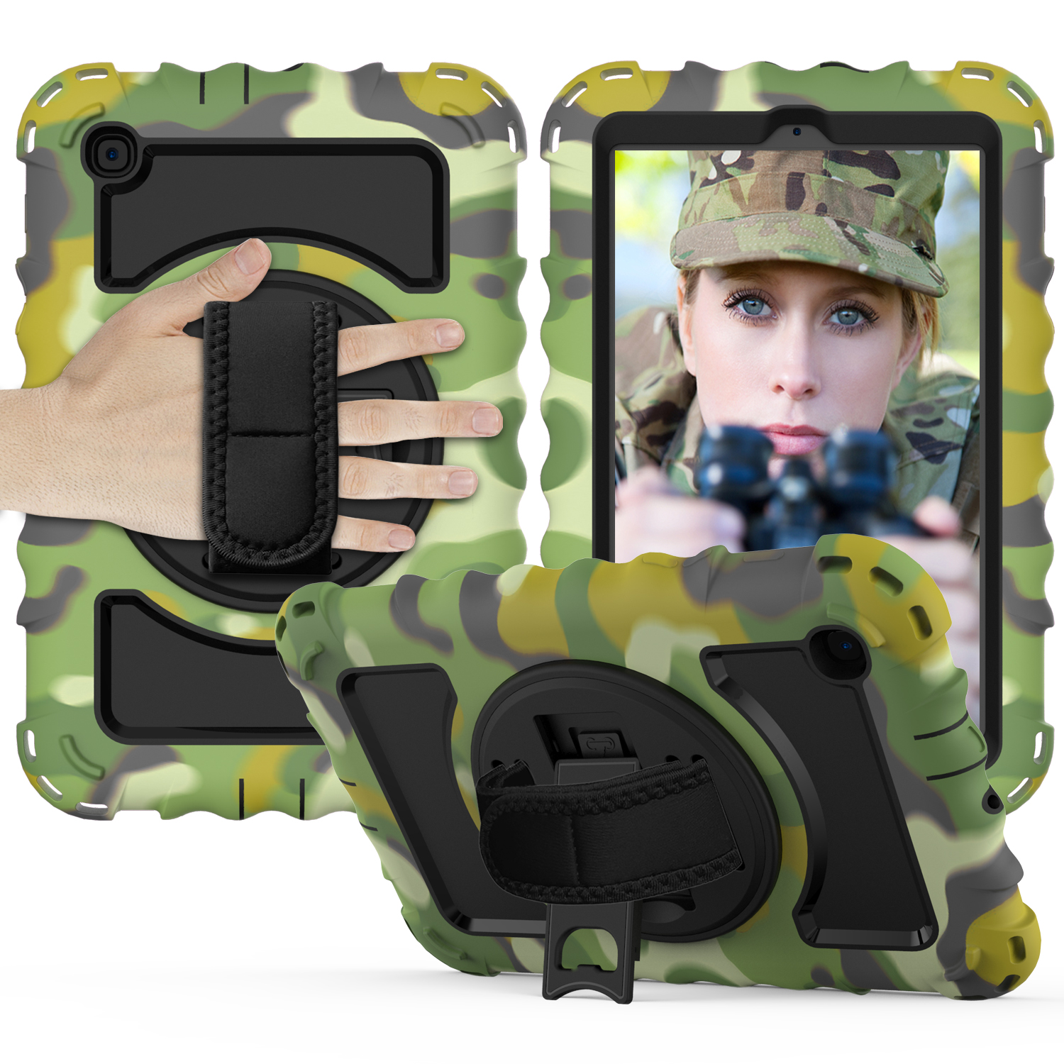 

Für Samsung Galaxy Tab A 8.4 (2020) Silikon+pc Schockdichte Hülle Handriempert Tablet Tablet Cover - Tarnung, Galaxy Tab A 8.4 (2020)