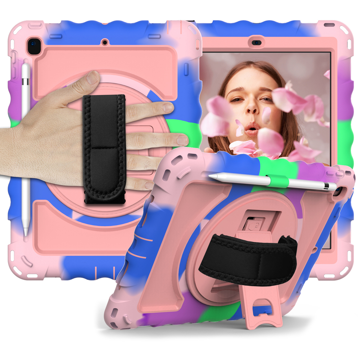 

für ipad pro 9,7 zoll (2016) / ipad 9,7 zoll (2017) /(2018) / ipad air 2 tablet deckel - farbenfroh+roségold, iPad Pro 9.7 inch (2016)