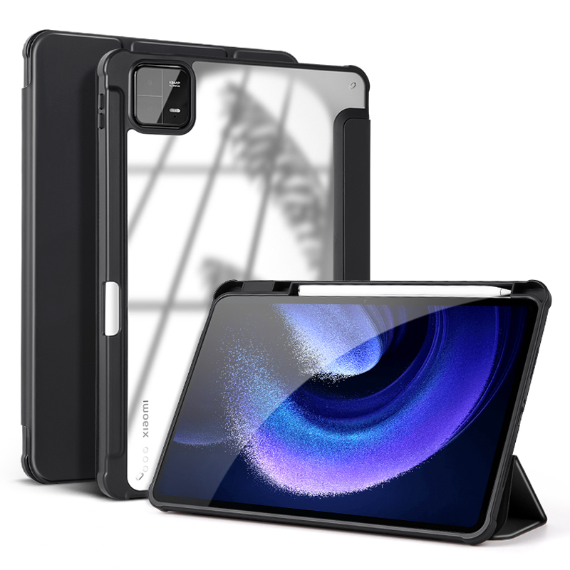 

Für Xiaomi Pad 6 / Pad 6 Pro Schocksicherheit Mit Stiftschlitz, Pu-leder + TPU + Acryl Tablet Hülle Tri-fold Stand Cover, Xiaomi Pad 6