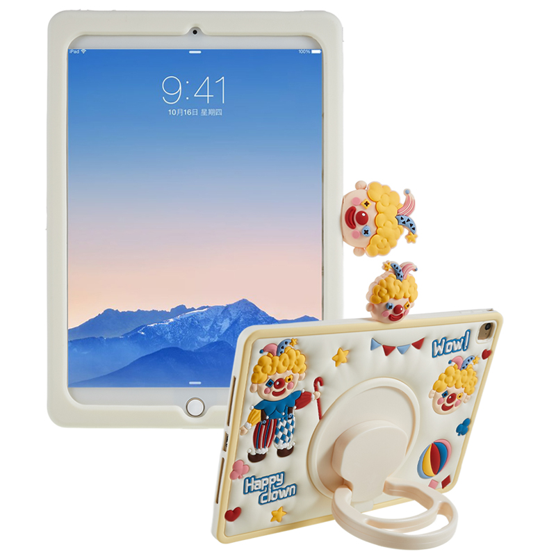 

Tablet -fall Für Ipad Air (2013) / Luft 2 / Ipad 9,7-zoll (2017) /(2018) Rotary Kickstand Happy Clown Pc+silikonabdeckung, iPad Air (2013)