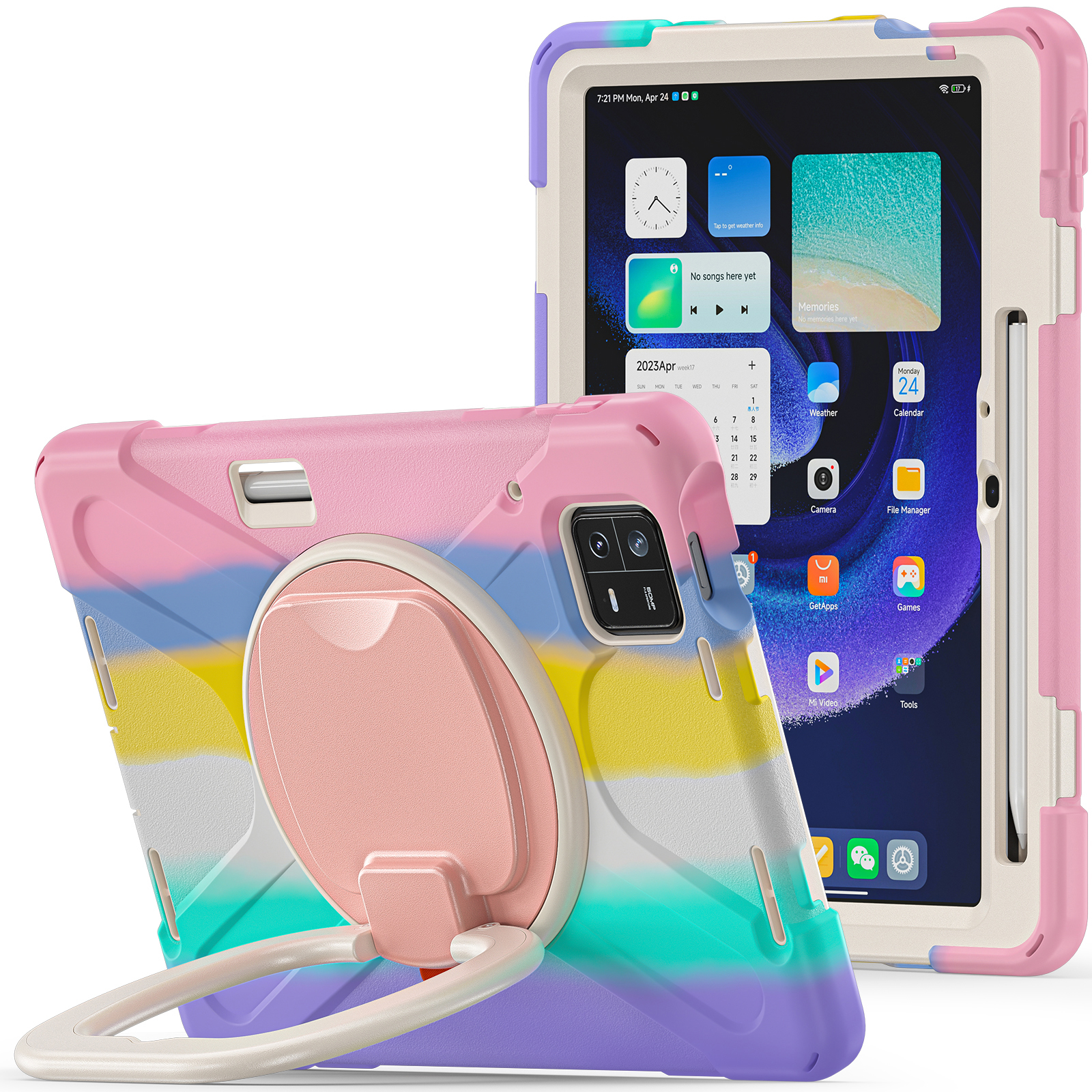 

Für Xiaomi Pad 6 PC+ Silicon Tablet -hülle Rotierende Handgreifer -kickstandabdeckung - Farbenfrohes Rosa, Xiaomi Pad 6