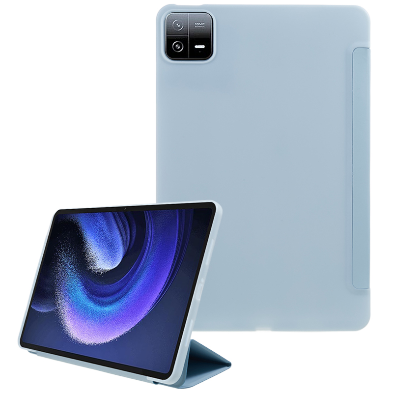 

Für Xiaomi Pad 6 / Pad 6 Pro Tri-fold Stand Tablet Hülle PU Leder Waben Textur Auto Wake / Schlaf Intelligente Abdeckung - Baby Blau, Xiaomi Pad 6