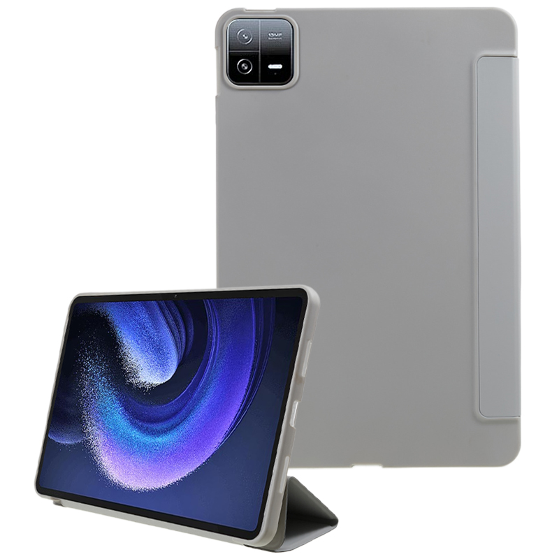 

Für Xiaomi Pad 6 / Pad 6 Pro Tri-fold Stand Tablet Hülle PU Leder Waben Textur Auto Wake / Schlaf Intelligente Abdeckung - Grau, Xiaomi Pad 6