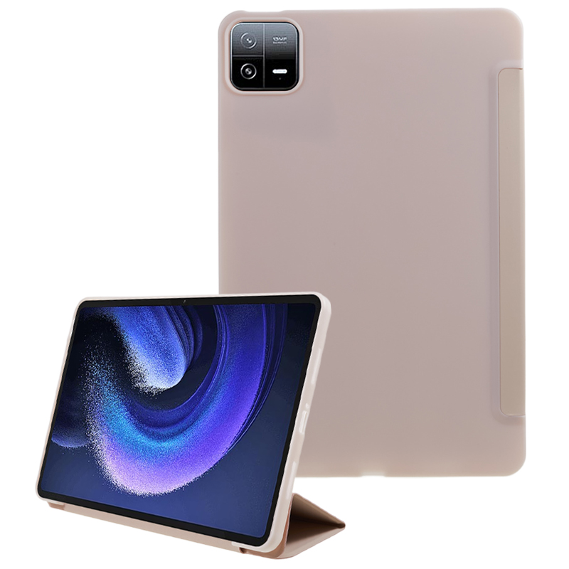 

Für Xiaomi Pad 6 / Pad 6 Pro Tri-fold Stand Tablet Hülle PU Leder Waben Textur Auto Wake / Schlaf Intelligente Abdeckung - Rosa, Xiaomi Pad 6
