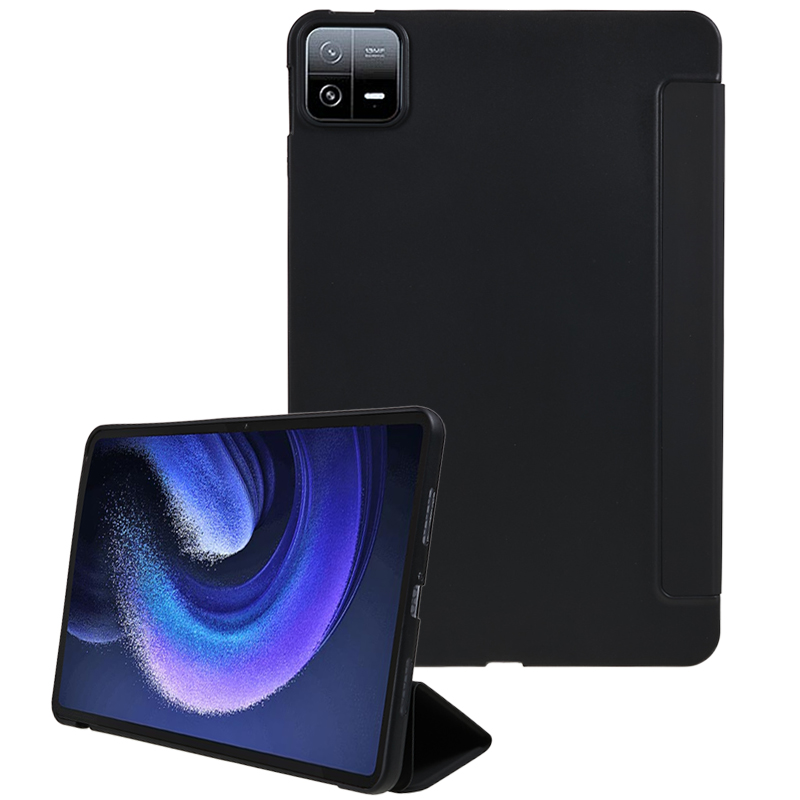 

Für Xiaomi Pad 6 / Pad 6 Pro Tri-fold Stand Tablet Hülle PU Leder Waben Textur Auto Wake / Schlaf Intelligente Abdeckung - Schwarz, Xiaomi Pad 6