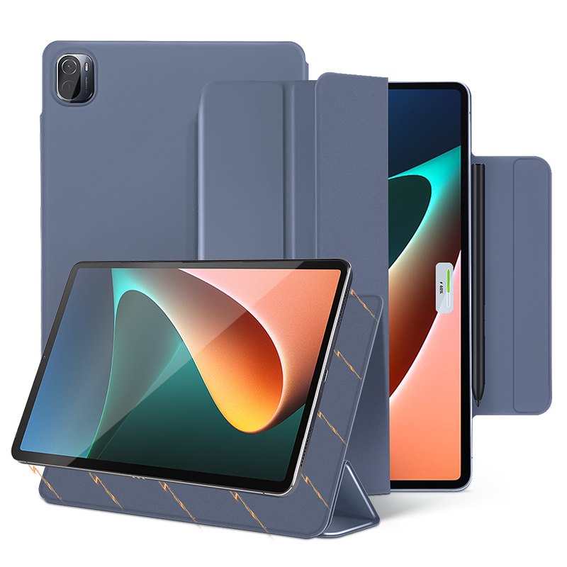 

Für Xiaomi Pad 5 / Pad 5 Pro Tri-fold Stand Tablet Hülle Doppelseite Magnetic PU Leder Smart Cover - Lila, Xiaomi Pad 5