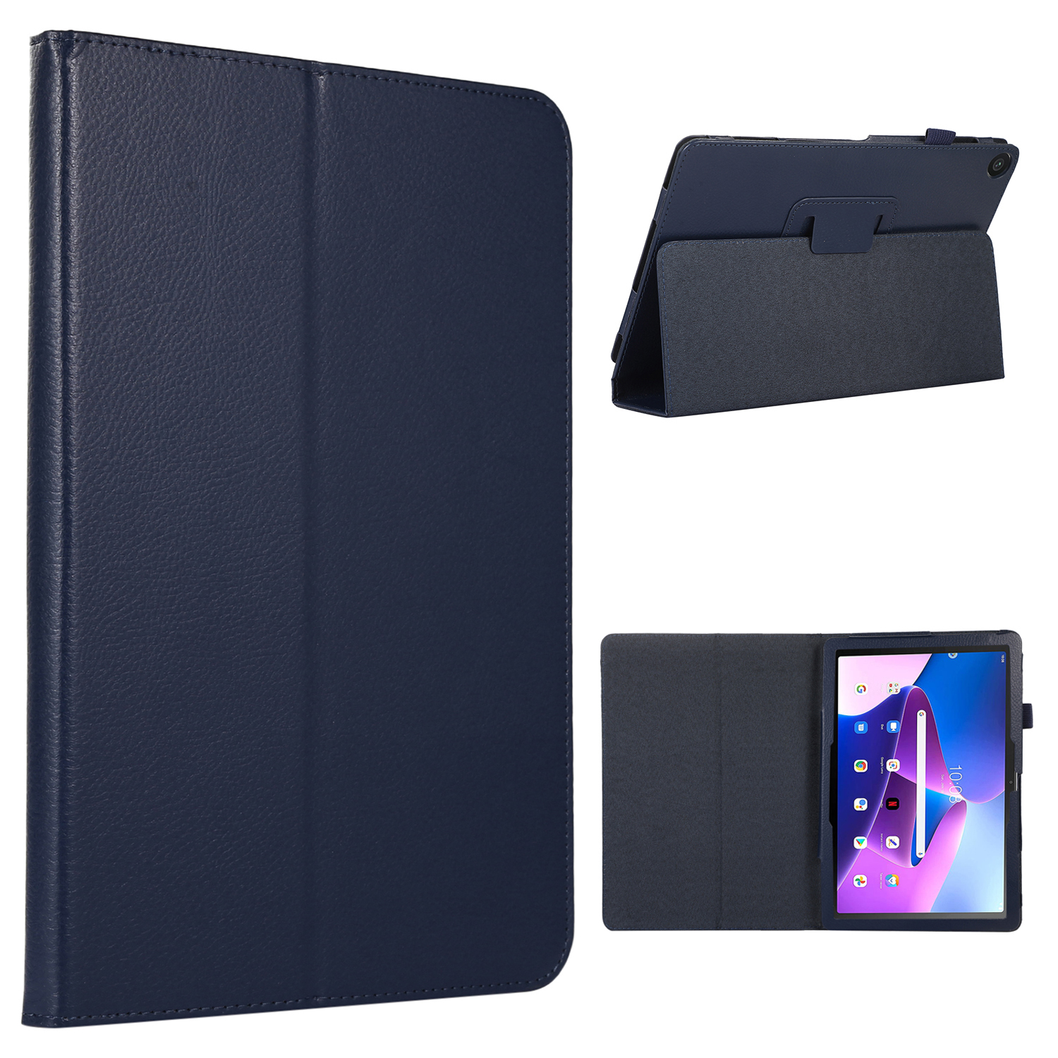 

Für Lenovo Tab M10 (Gen 3) Litchi Textur PU Leder Hülle Full Protection Stand Tablet Abdeckung - Dunkelblau, Lenovo Tab M10 (Gen 3)