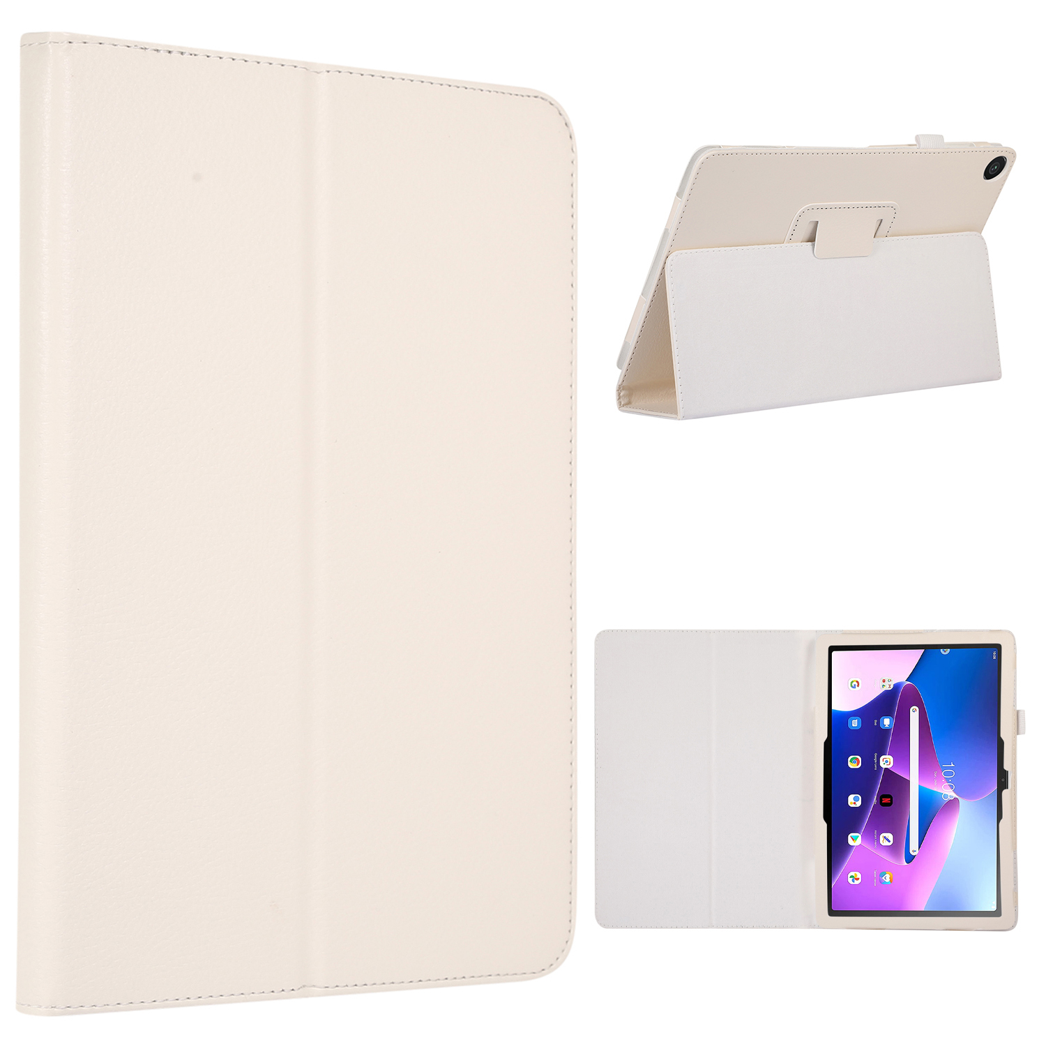 

Für Lenovo Tab M10 (Gen 3) Litchi Textur PU Leder Hülle Full Protection Stand Tablet Abdeckung - Weiss, Lenovo Tab M10 (Gen 3)