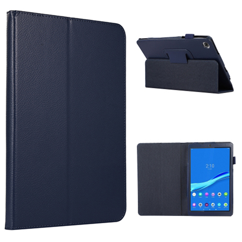 

PU Leder Flip Cover Für Lenovo Tab M8 Gen 4 Litchi Textur Stoßdämpfer Tablet Mit Ständer - Dunkelblau, Lenovo Tab M8 Gen 4