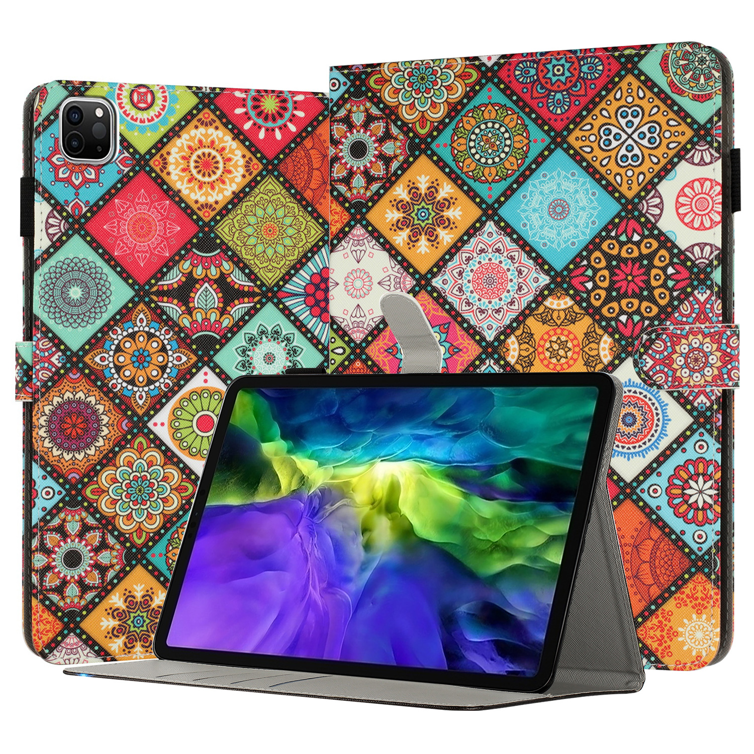 

Für Ipad Pro 11-zoll (2018) /(2020) /(2021) /(2022) Schockfeste Tablet-koffer-muster-druck-pu-leder-flip-abdeckung - Ethnischer Stil, iPad Pro 11-inch (2018)