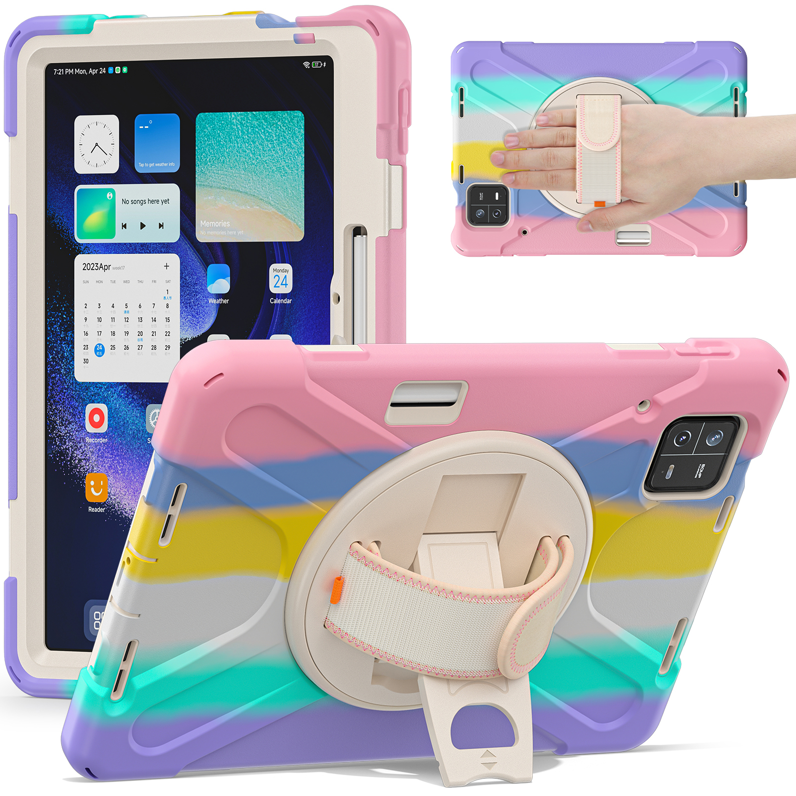 

Für Xiaomi Pad 6 / Pad 6 Pro Pc+silicon Tablet Hülle Rotatable Schütze Schutzabdeckung Mit Handgurt - Farbenfrohes Rosa, Xiaomi Pad 6