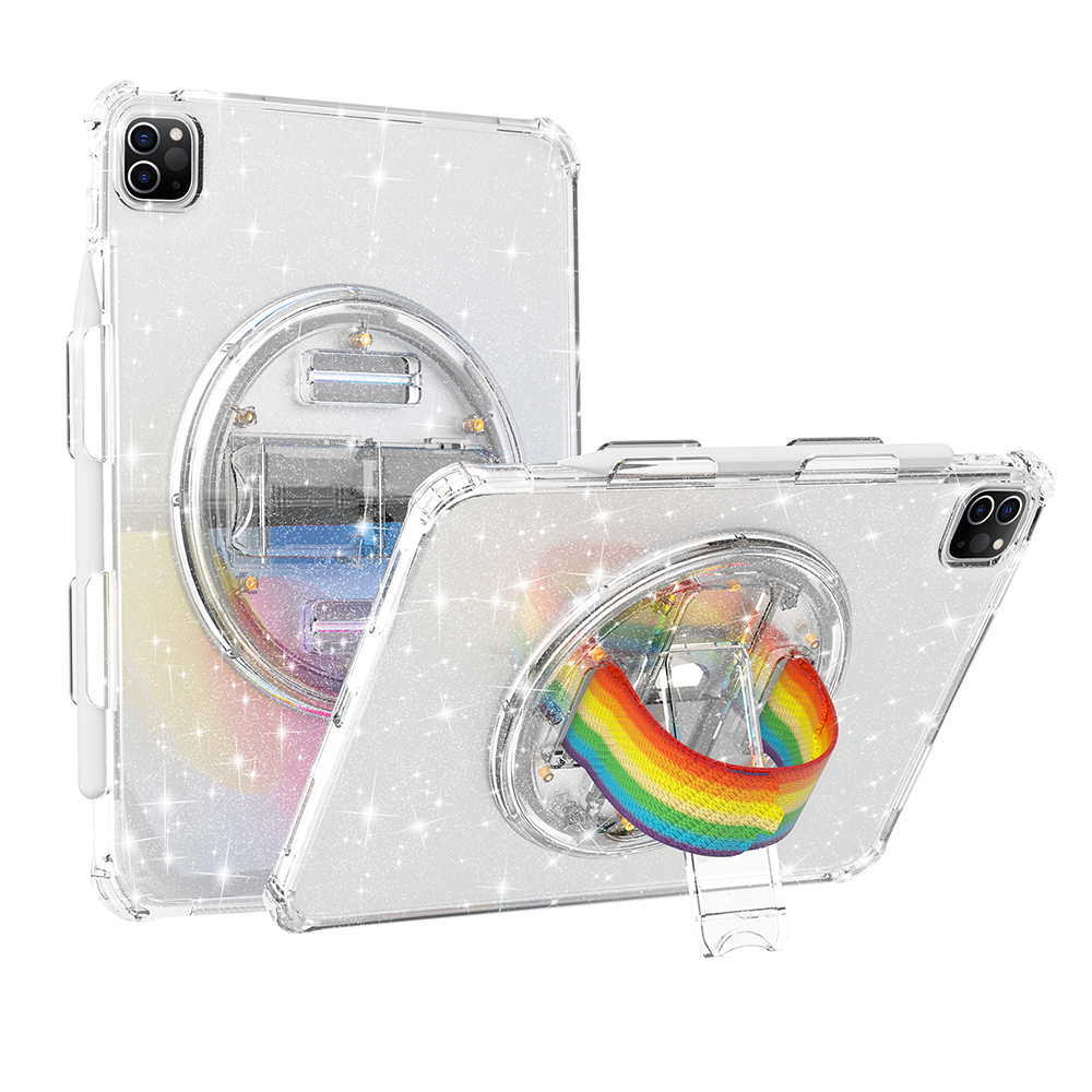 

Für Ipad Pro 11 (2018) /(2020) /(2021) /(2022) TPU+PC -tablet -hülle Rotary Handgurt Kickstand -tablet -tablet -abdeckung - Glitzer Weiß, iPad Pro 11-inch (2018)