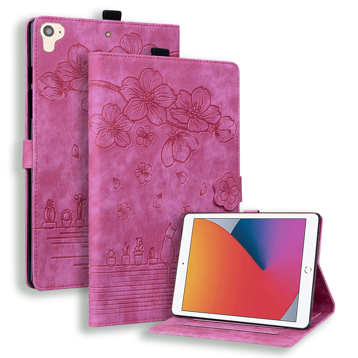 

Für Das Ipad 9,7-zoll (2017) /(2018) Kartenschlitze Stand Tablet Hülle Gedruckte Blumentafel Lederabdeckung - Rose, iPad 9.7-inch (2017)