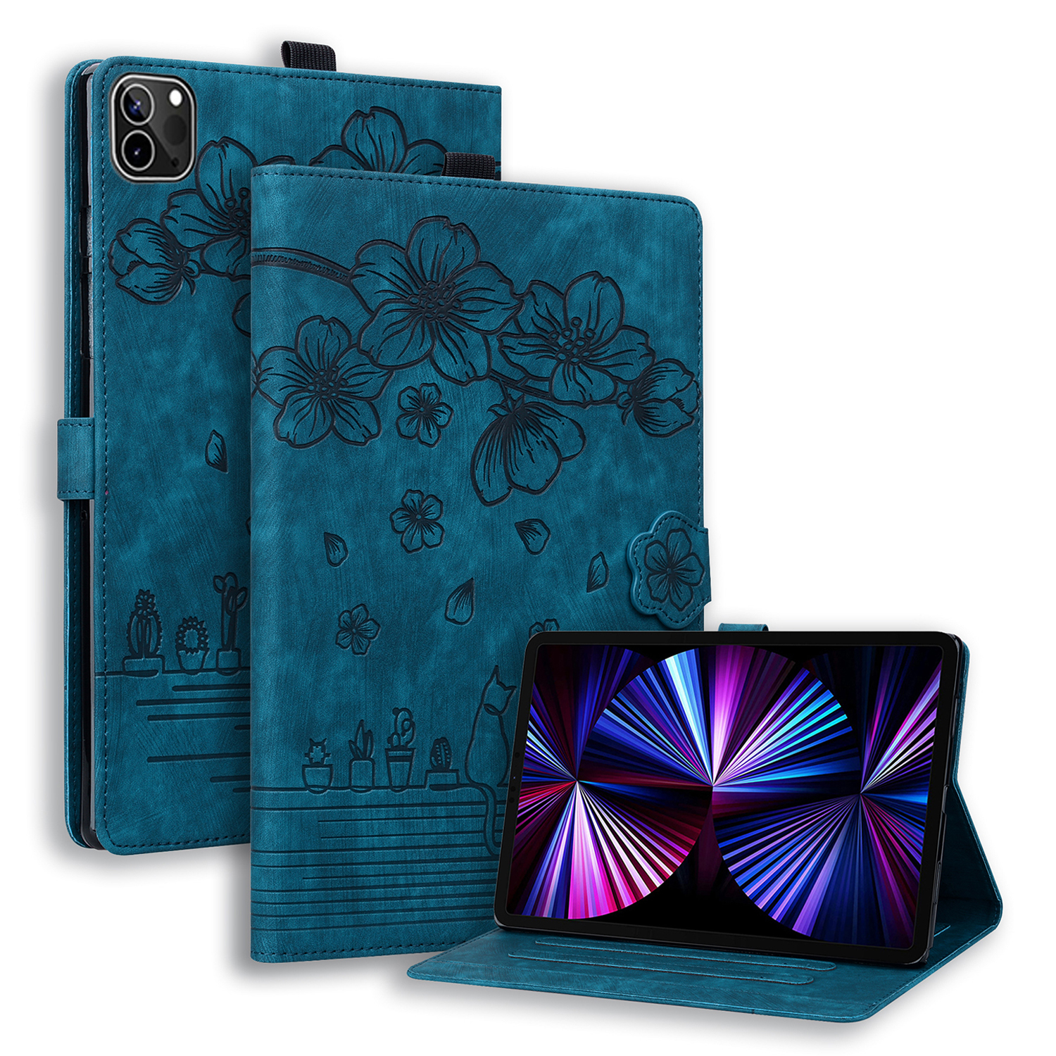 

ledertasche für ipad air (2020) /(2022) / ipad pro 11 (2018) /(2020) /(2021) /(2022) kartenhalter -tablet -tablet -abdeckung - saphir, iPad Pro 11-inch (2018)
