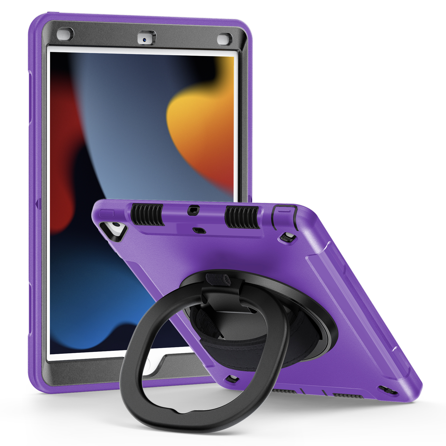 

Tablet -fall Für Ipad 10.2 (2019) /(2020) / (2021), PC+TPU -handgriff -kickstandschutzabdeckung Mit PET -screen -beschützer - Lila, iPad 10.2 (2019)