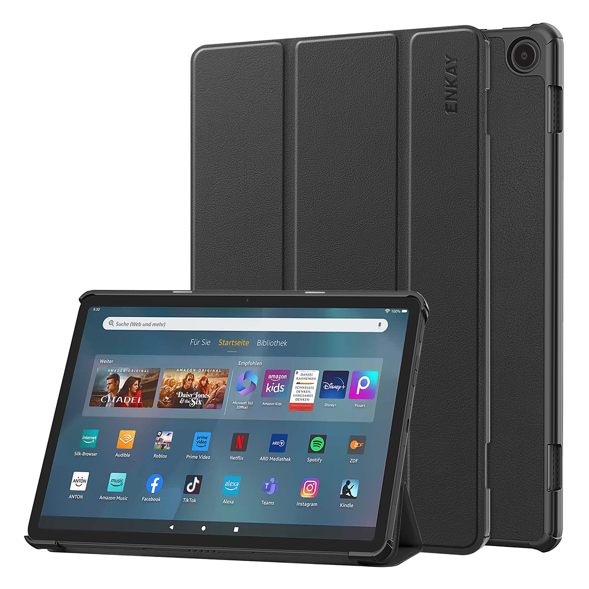 

Enkay Hut Prince Für Amazon Fire Max 11 Triufold Stand Tablet Case Auto Wake / Schlafpu Leder+pc -abdeckung - Schwarz, Amazon Fire Max 11