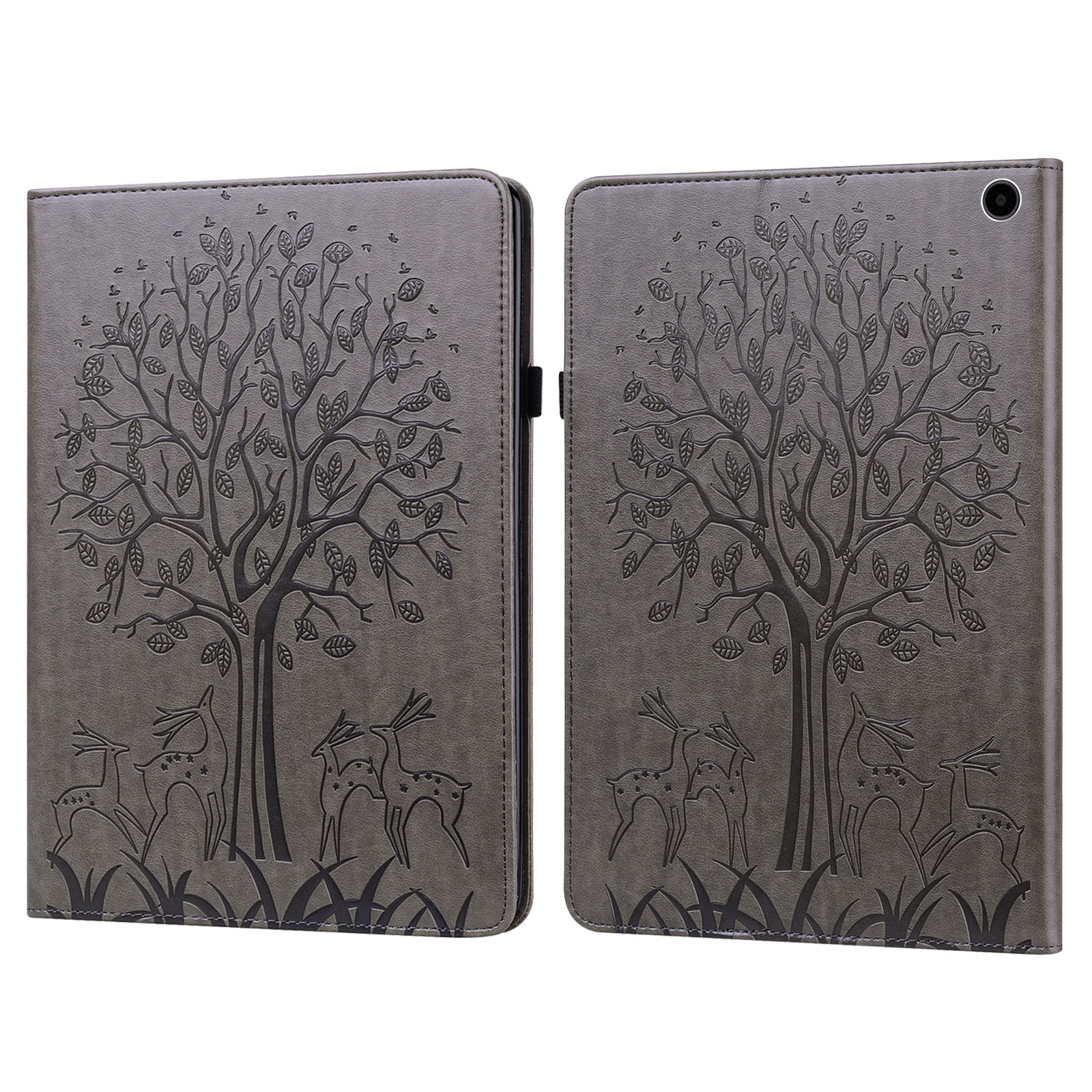 

Für Amazon Fire Max 11 PU Leder Tablet Case Tree Deer Imponed Stand Cover Mit Kartenhalter - Grau, Amazon Fire Max 11