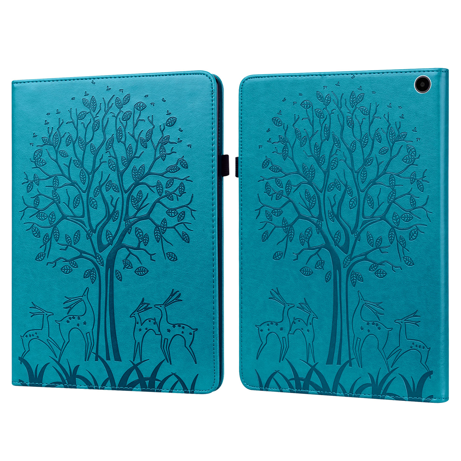

Für Amazon Fire Max 11 PU Leder Tablet Case Tree Deer Imponed Stand Cover Mit Kartenhalter - Blau, Amazon Fire Max 11