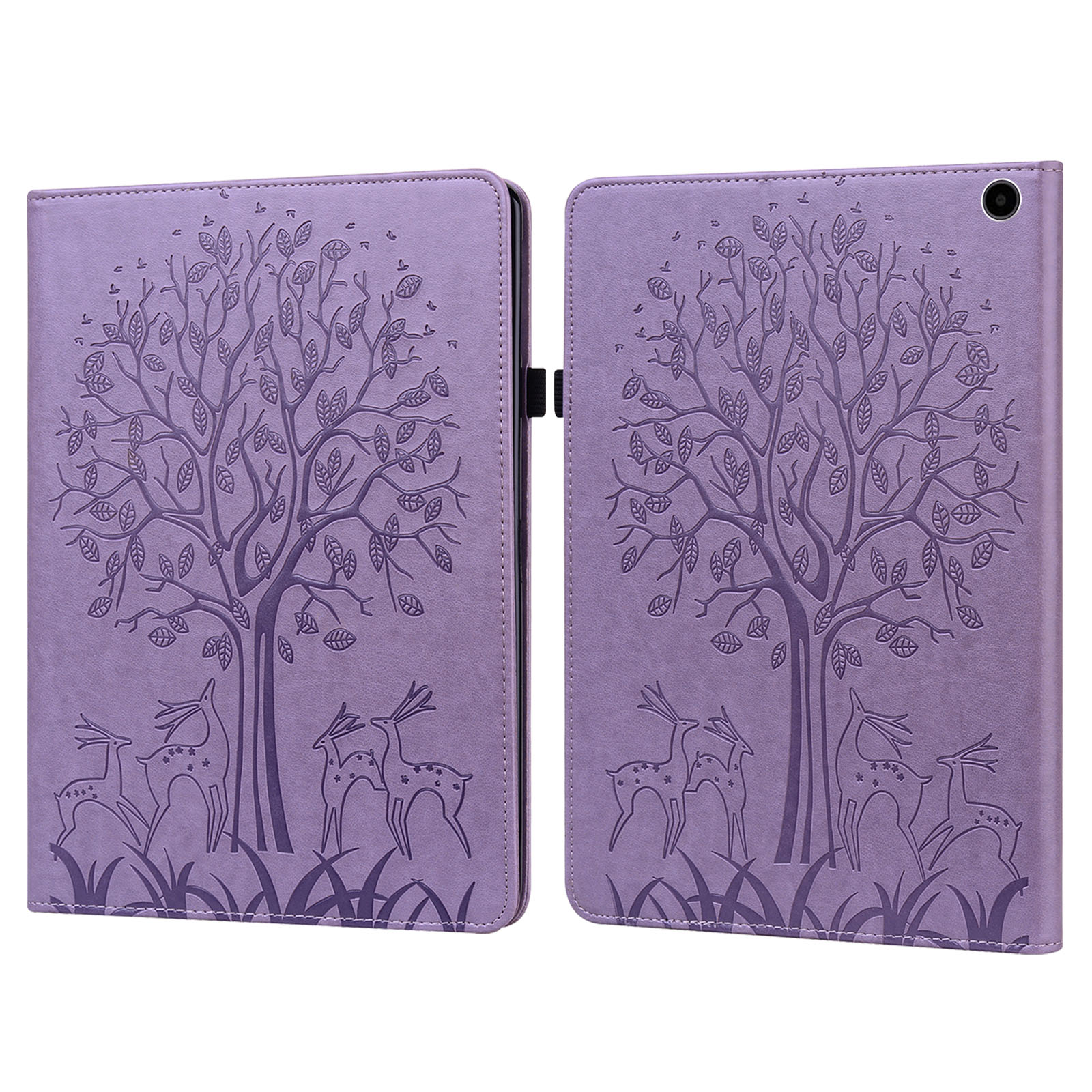 

Für Amazon Fire Max 11 PU Leder Tablet Case Tree Deer Imponed Stand Cover Mit Kartenhalter - Lila, Amazon Fire Max 11