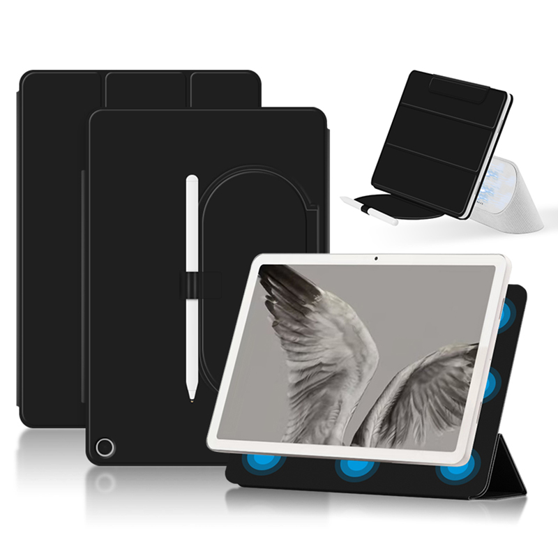 

Für Google Pixel Tablet Tri-fold Stand Cover Abdeckung PU Leder Magnetic Anhang Tablet Hülle - Schwarz, Google Pixel Tablet