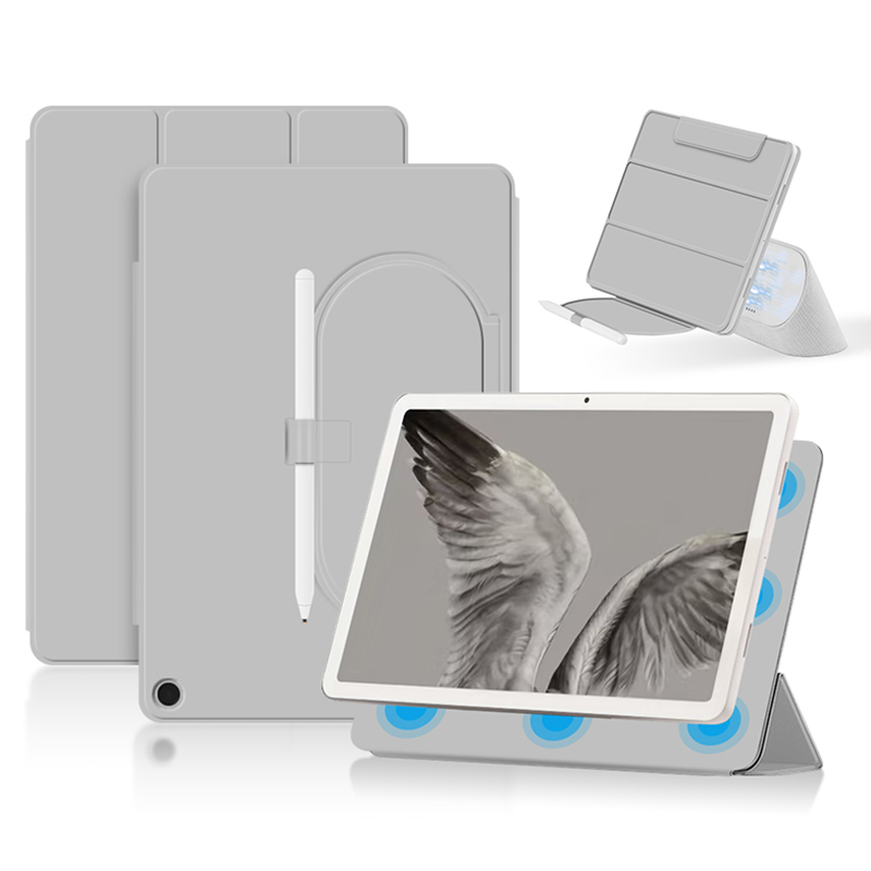 

Für Google Pixel Tablet Tri-fold Stand Cover Abdeckung PU Leder Magnetic Anhang Tablet Hülle - Weiss, Google Pixel Tablet
