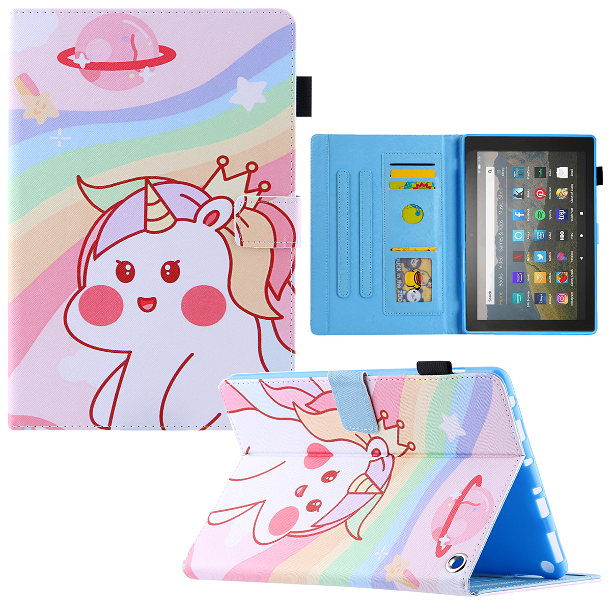 

Für Amazon Fire Max 11 Musterdruck PU Leder Tablet Case Cross Texture Card Halter Ständer Cover - Pferd, Amazon Fire Max 11