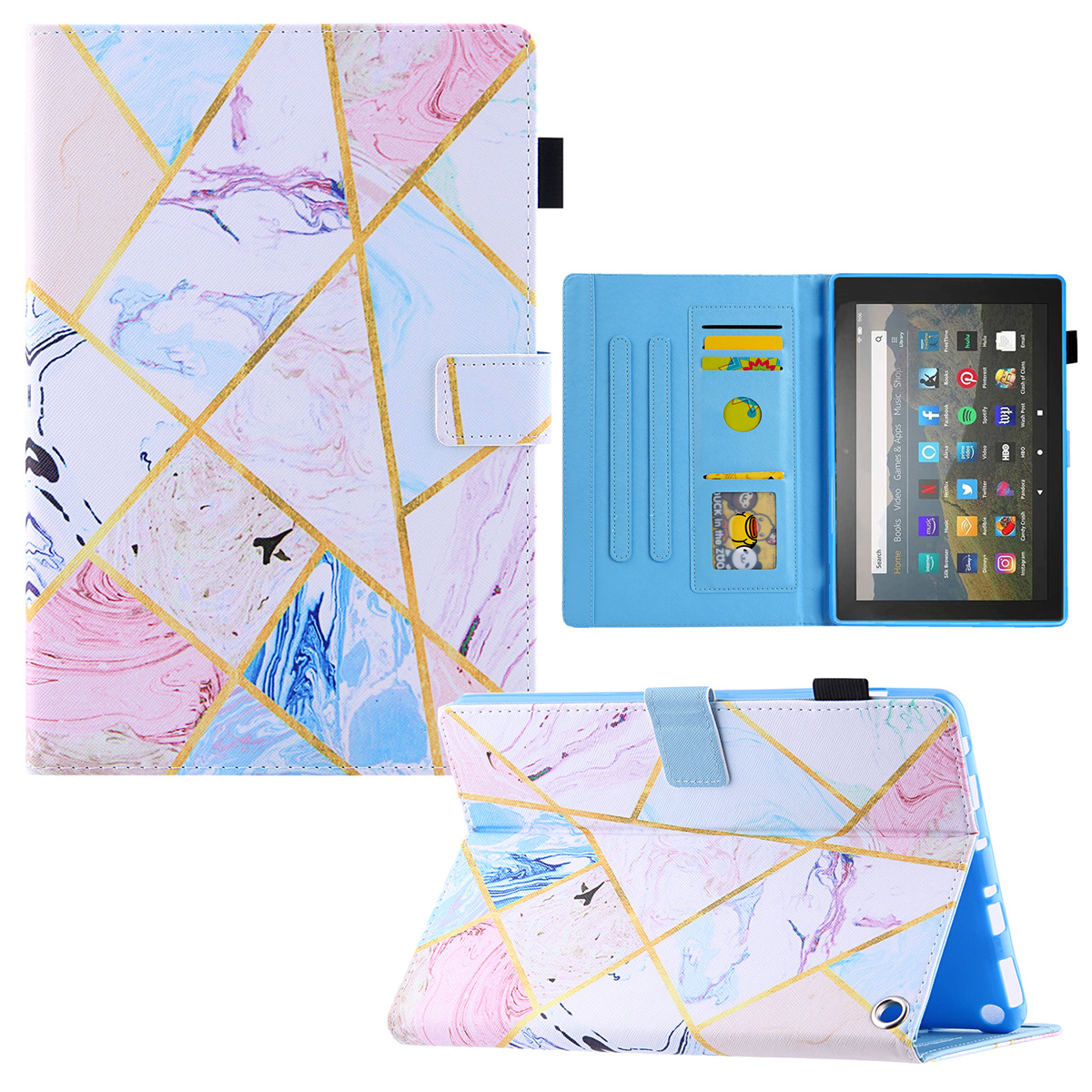 

Für Amazon Fire Max 11 Musterdruck PU Leder Tablet Case Cross Texture Card Halter Ständer Cover - Marmormuster, Amazon Fire Max 11