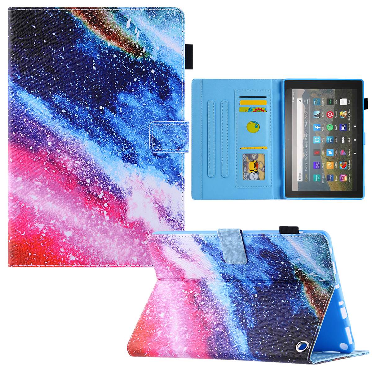 

Für Amazon Fire Max 11 Musterdruck PU Leder Tablet Case Cross Texture Card Halter Ständer Cover - Buntes Sand, Amazon Fire Max 11