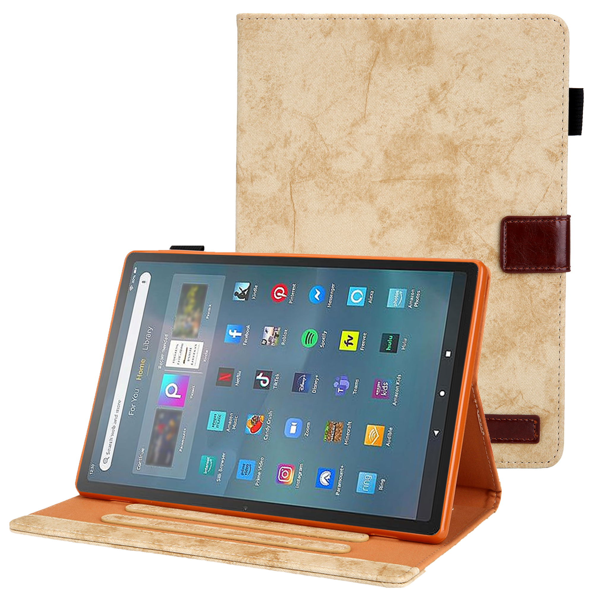 

Stoff Textur Business Style Tablet Hülle Für Amazon Fire Max 11 PU Lederabdeckung Mit Kartenhalter, Faltbarer Stand - Gelb, Amazon Fire Max 11