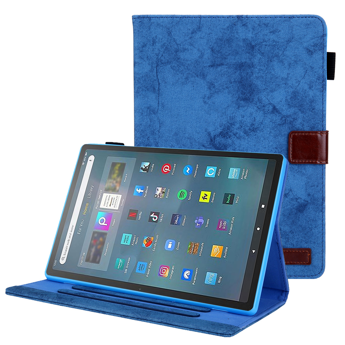 

Stoff Textur Business Style Tablet Hülle Für Amazon Fire Max 11 PU Lederabdeckung Mit Kartenhalter, Faltbarer Stand - Blau, Amazon Fire Max 11