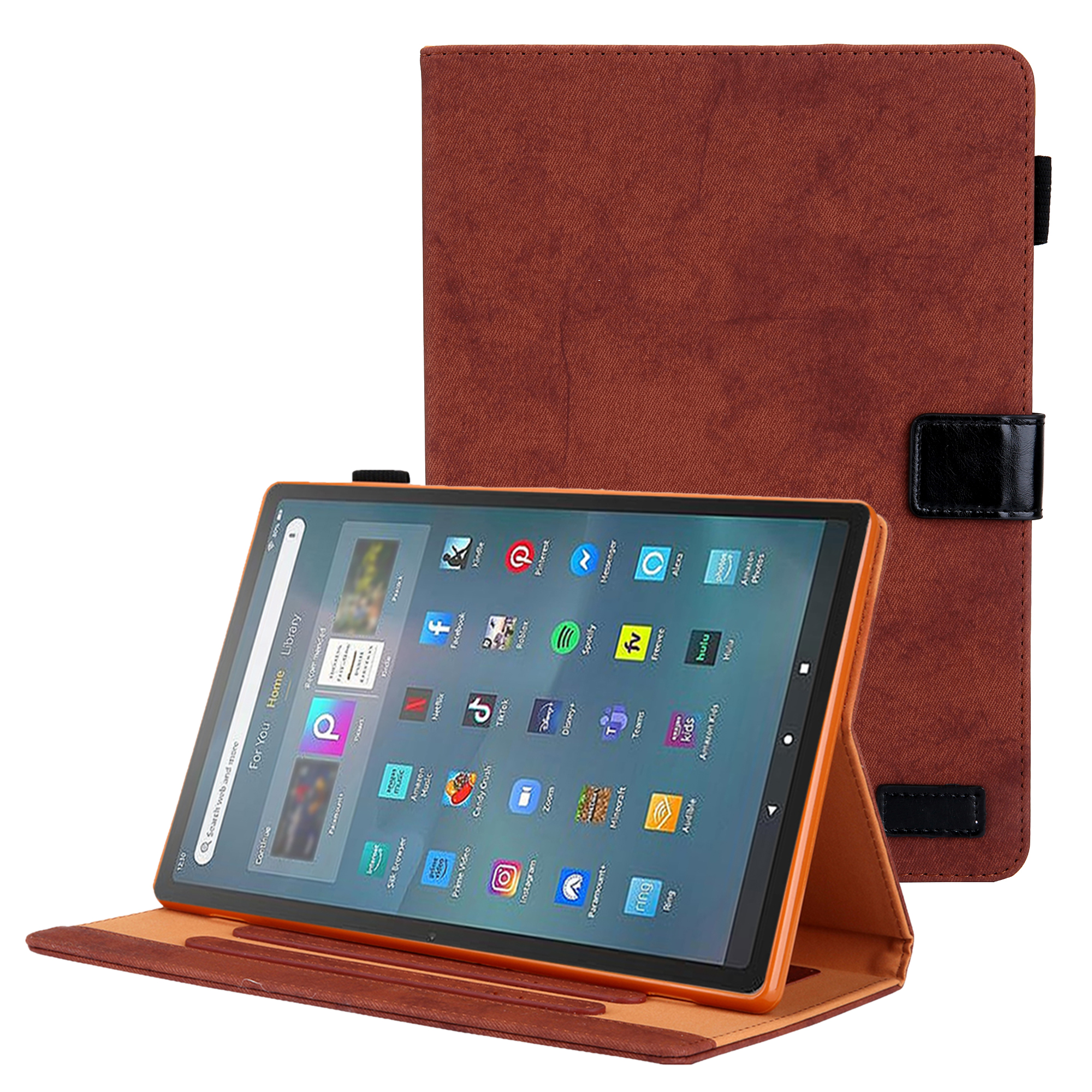

Stoff Textur Business Style Tablet Hülle Für Amazon Fire Max 11 PU Lederabdeckung Mit Kartenhalter, Faltbarer Stand - Braun, Amazon Fire Max 11