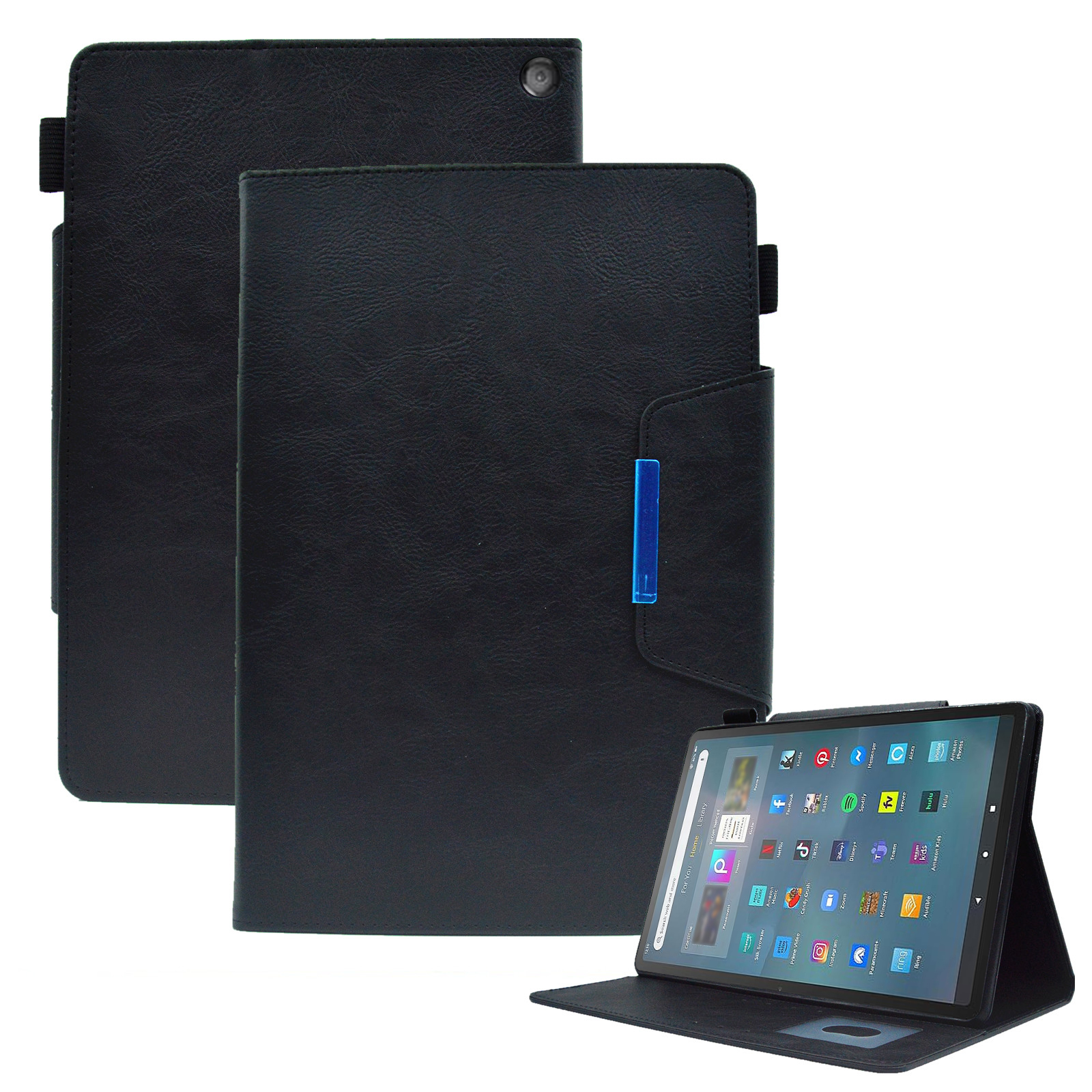 

Tablet Hülle Für Amazon Fire Max 11, Kartenhalter Kuhlattenstruktur PU Lederständer Cover - Schwarz, Amazon Fire Max 11