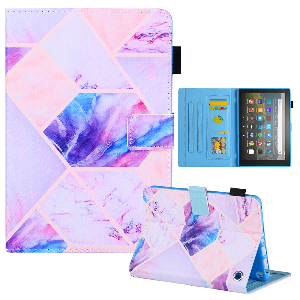 

Für Amazon Fire Max 11 Stand Tablet Leder Hülle Cross Texture Card Halter Muster Druckabdeckung - Buntes Spleißen, Amazon Fire Max 11